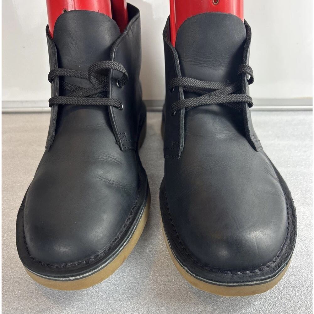 Clarks Originals Mens Desert Boot Black Leather Casual Boots Size 10 M